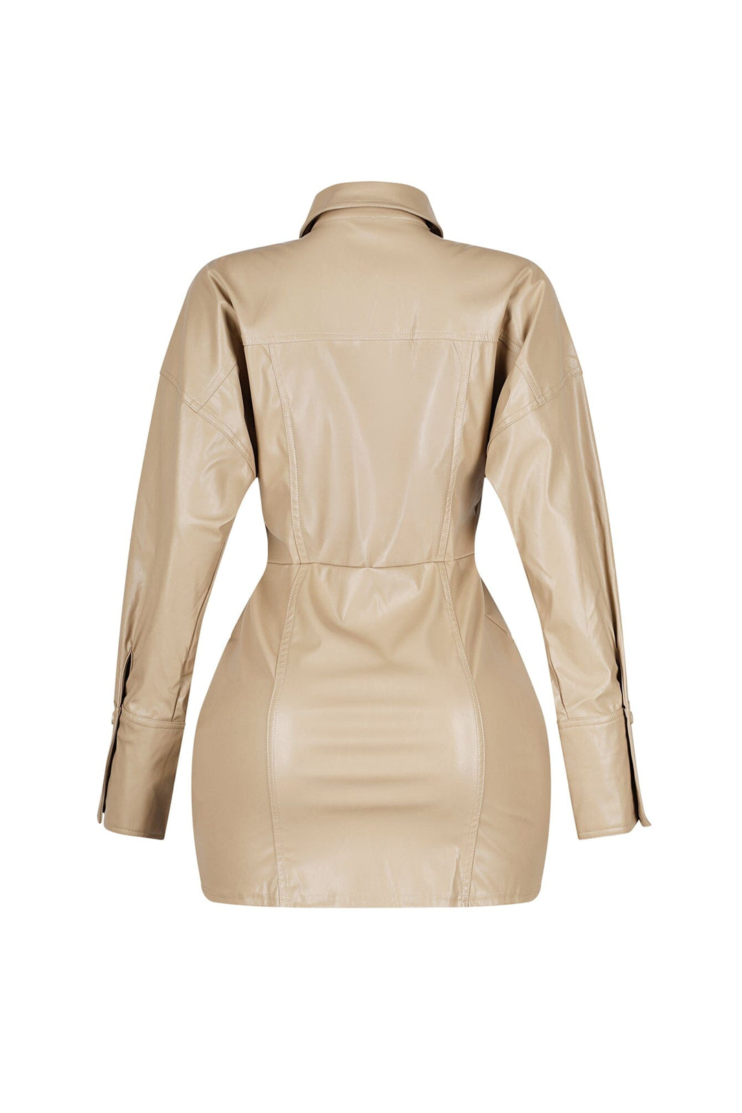 Velora Noir PU Button Up Dress
