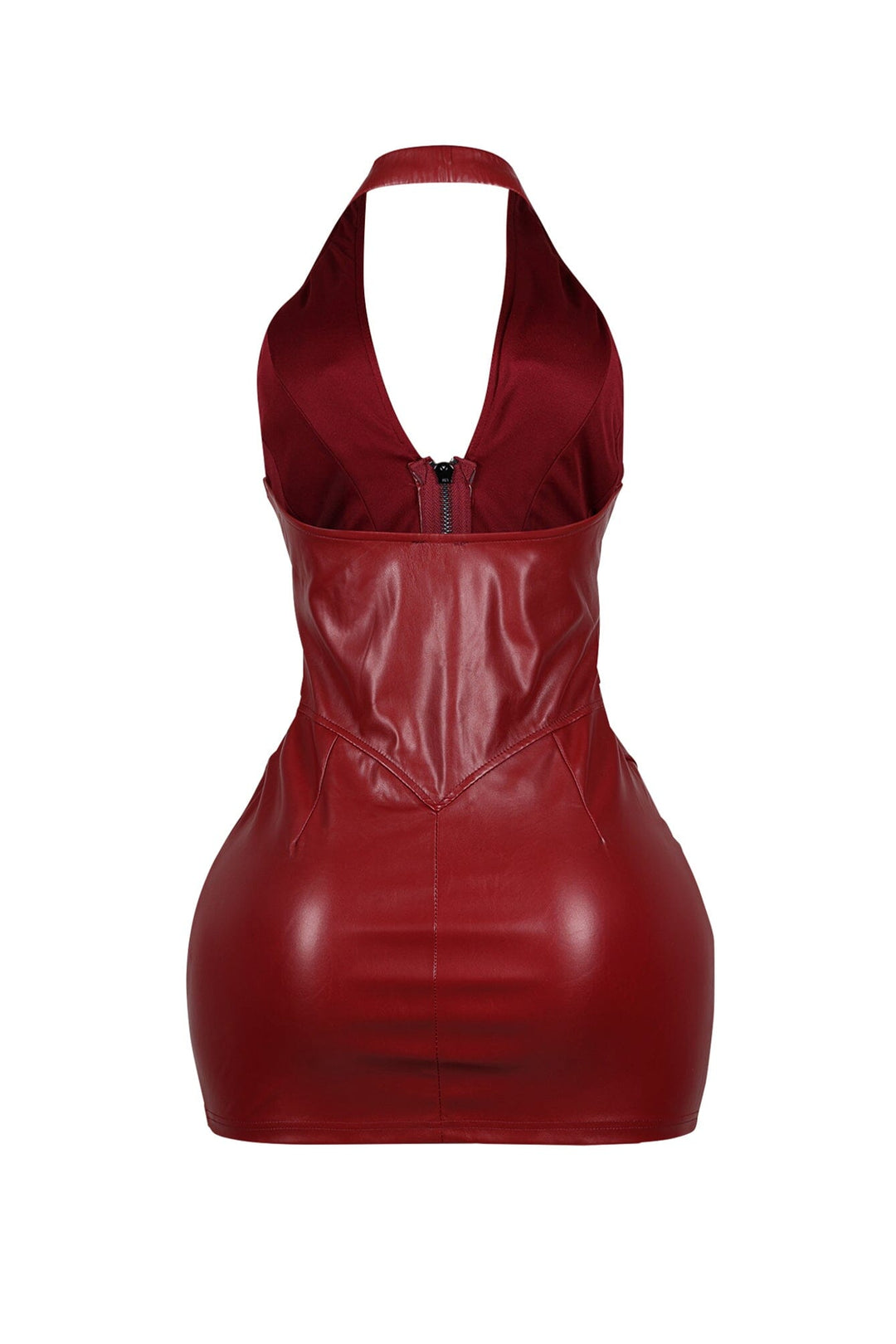 To Be Mine Faux Leather Halter Dress