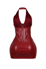 To Be Mine Faux Leather Halter Dress