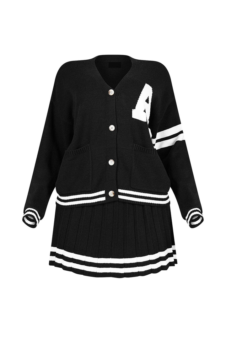 Jena Knit Button Down Cardigan &amp; Skirt SET