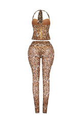 Primal Allure Mesh Leopard Corset &amp; Pants SET
