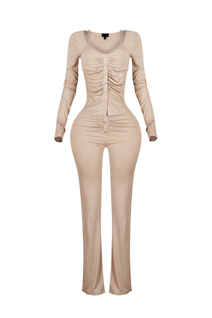 Sunday Drape Soft Henley Top &amp; Pants SET