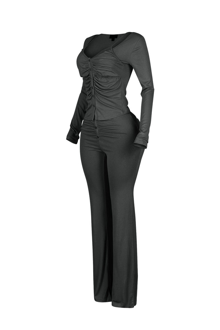 Sunday Drape Soft Henley Top &amp; Pants SET