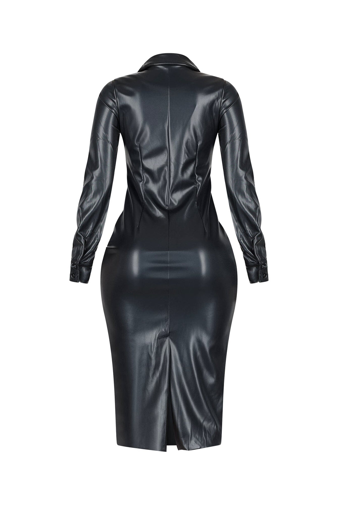 Urban Edge PU Shirt Midi Dress