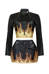 Jax PU Gold Fire Jacket &amp; Skirt SET