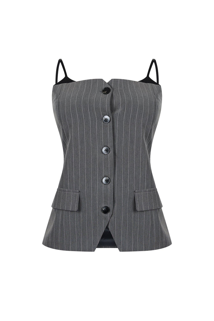 Camilia Pin Stripe Woven Tailored Top