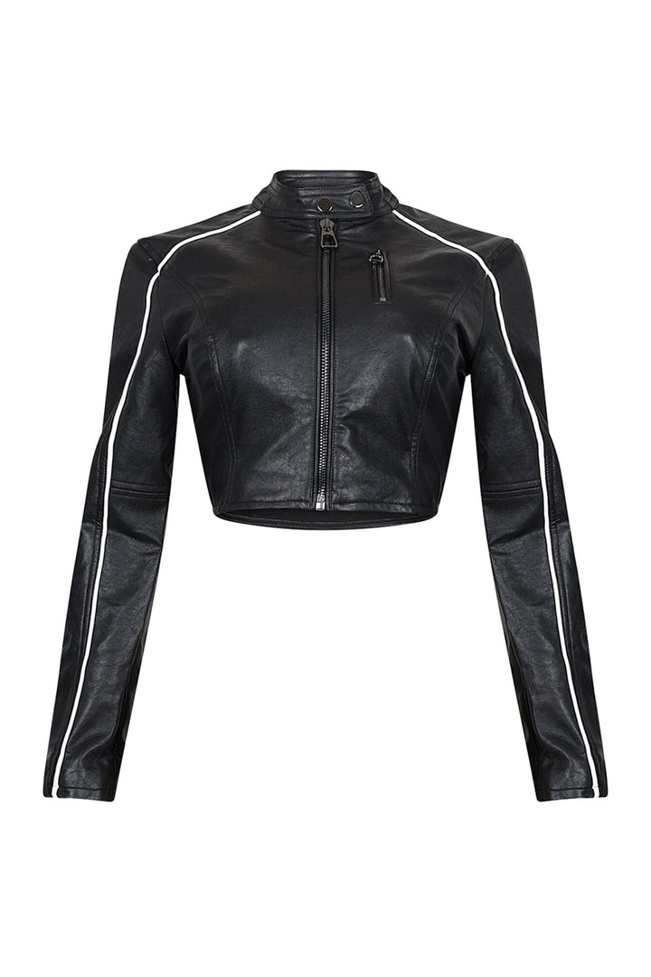 Fall For You PU Crop Jacket