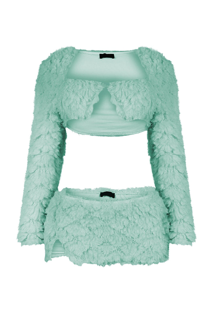 Anabella Faux Fur Cardigan &amp; Skirt SET