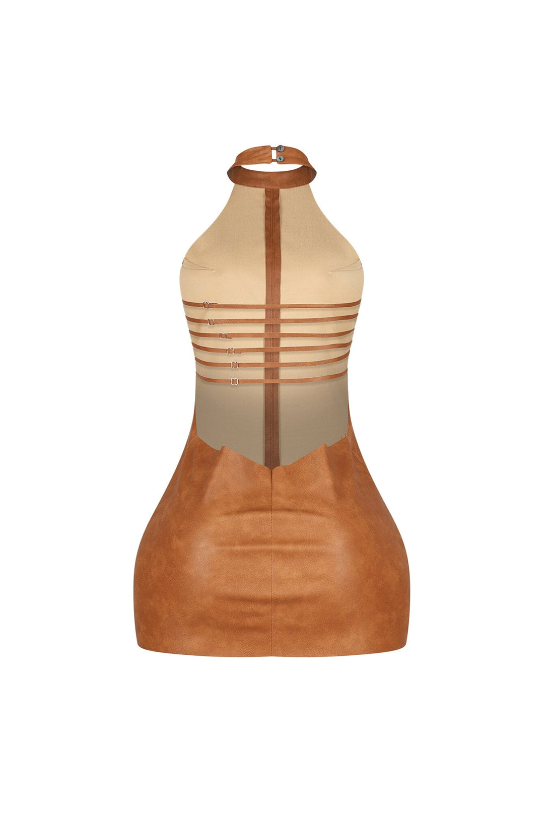 Saddle Up PU Halter Mini Dress