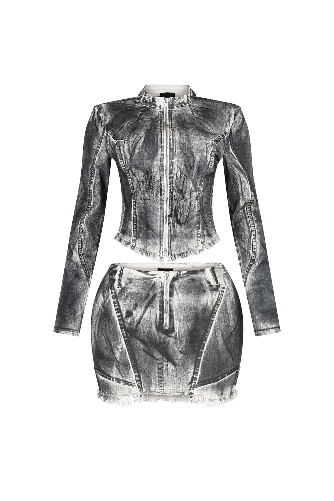 Urban Pop Airbrushed Zip Up Top &amp; Skirt SET