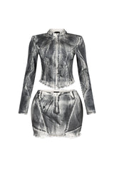 Urban Pop Airbrushed Zip Up Top &amp; Skirt SET