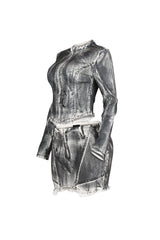 Urban Pop Airbrushed Zip Up Top &amp; Skirt SET