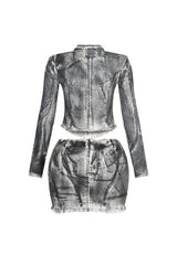 Urban Pop Airbrushed Zip Up Top &amp; Skirt SET