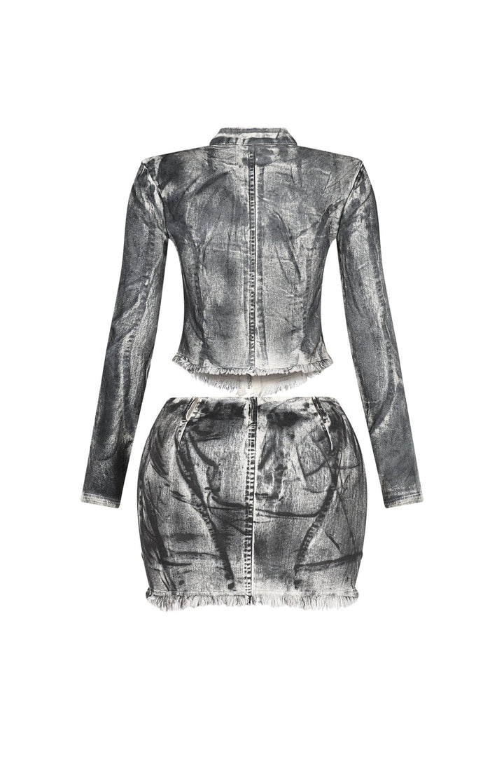 Urban Pop Airbrushed Zip Up Top &amp; Skirt SET