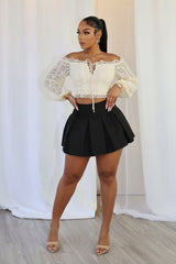 Mika Lace Up Pleated Mini Skirt