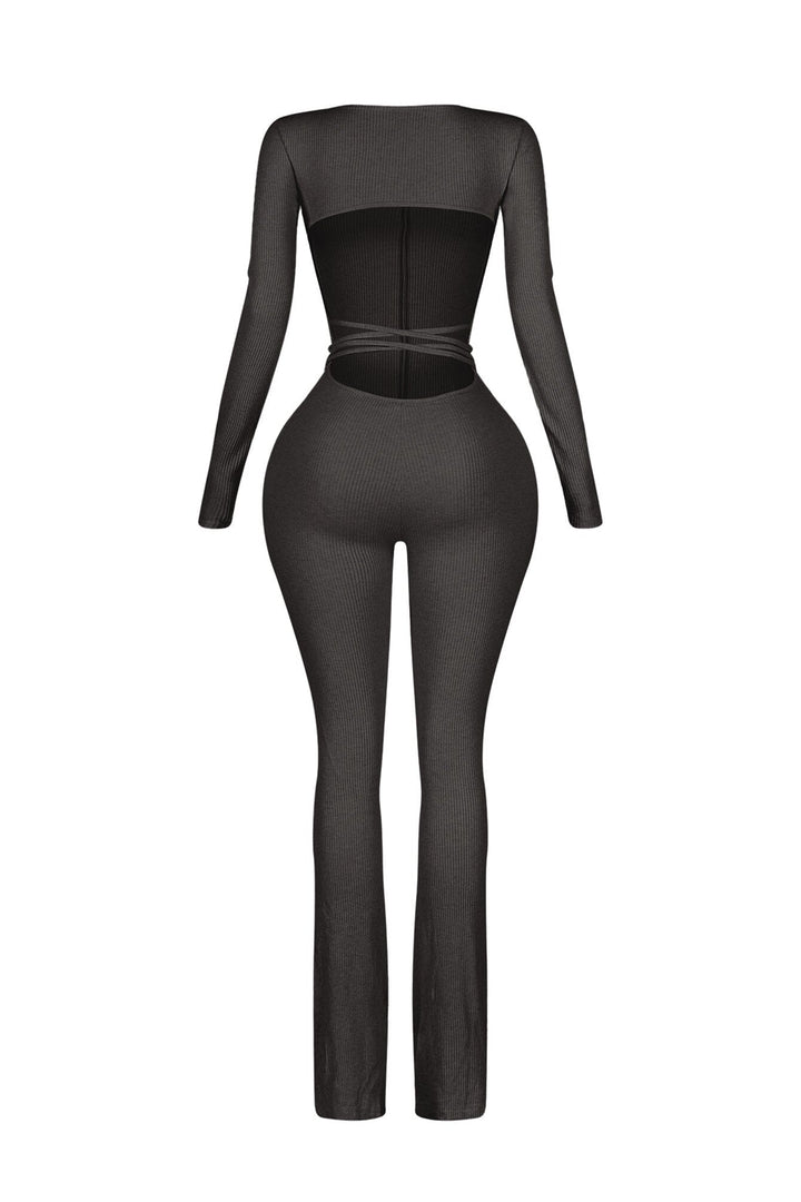 Boerne Ribbed Knit Long Sleeve Jumpsuit