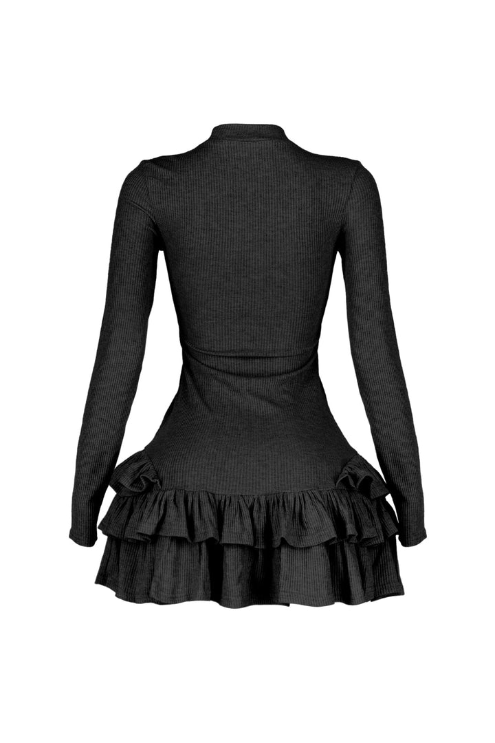 Chilly Day Long Sleeve Ruffle Mini Dress