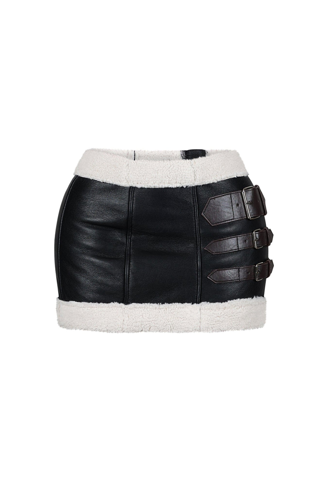 Victoria Faux Leather Belted Mini Skirt
