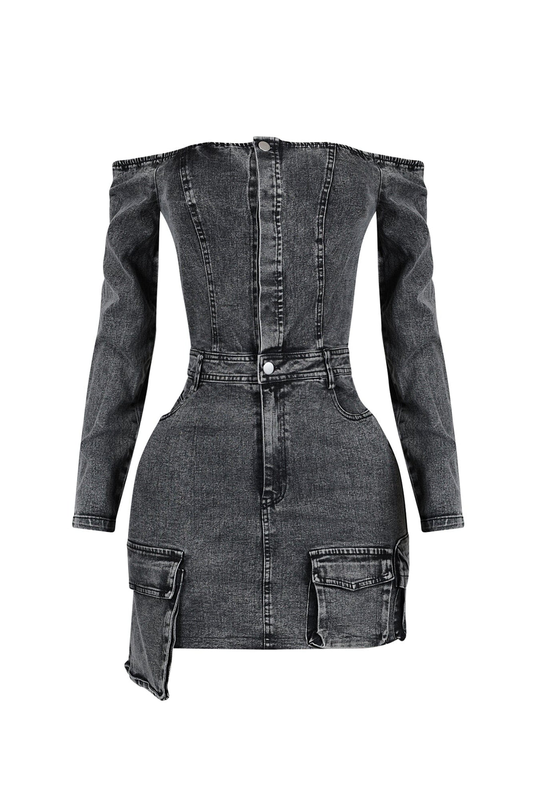 Valencia Off Shoulder Denim Midi Dress