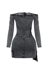 Valencia Off Shoulder Denim Midi Dress