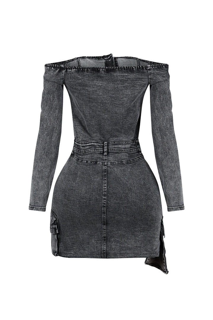 Valencia Off Shoulder Denim Midi Dress