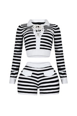 Kai Striped Sweater Top &amp; Shorts SET
