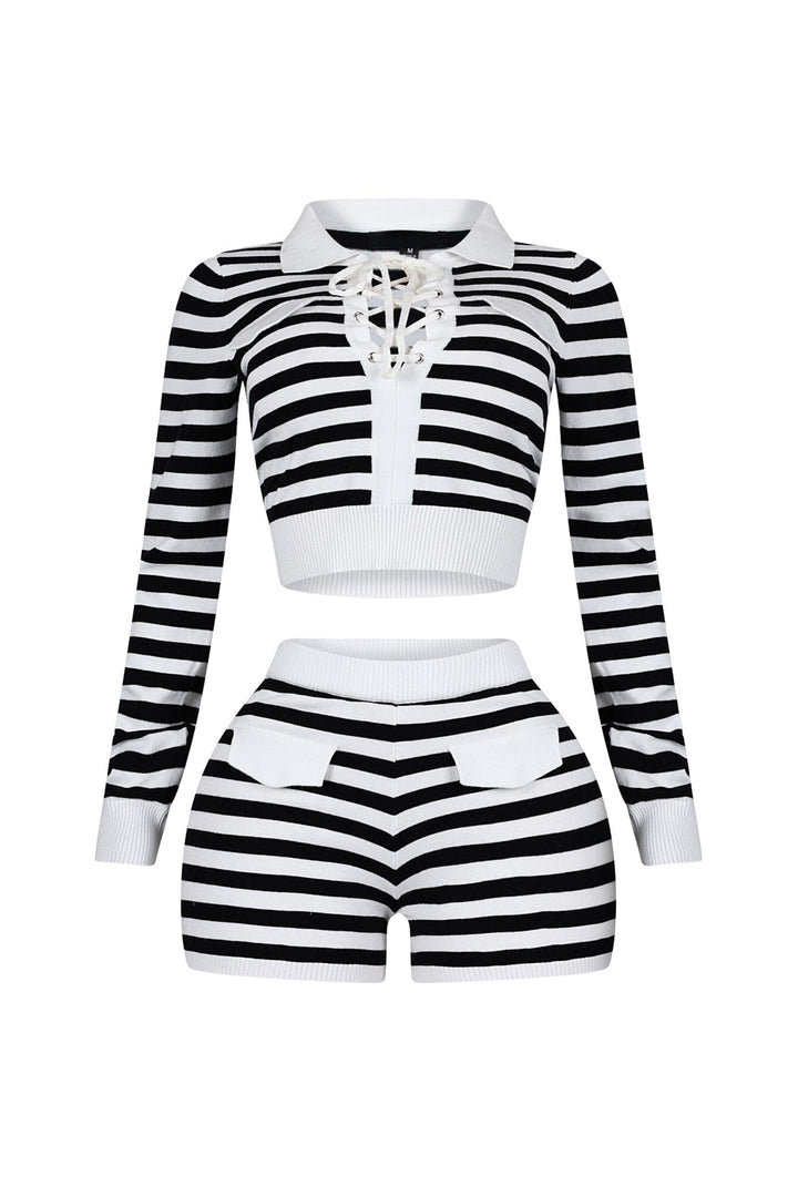 Kai Striped Sweater Top &amp; Shorts SET