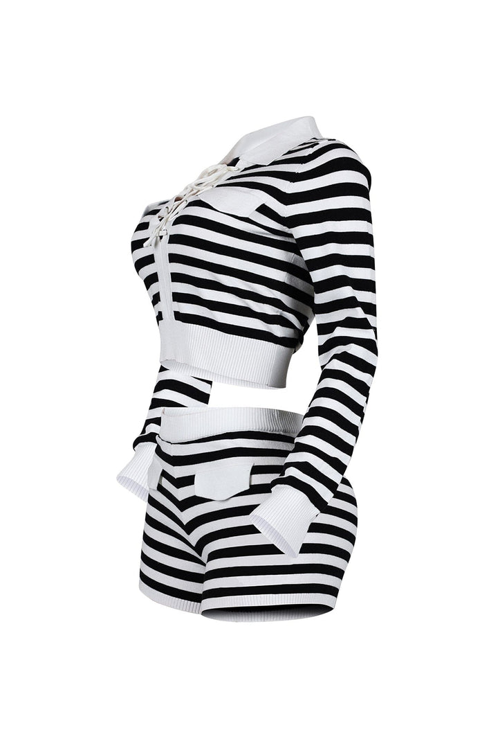 Kai Striped Sweater Top &amp; Shorts SET