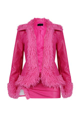 Melinda Faux Leather Jacket &amp; Skirt SET