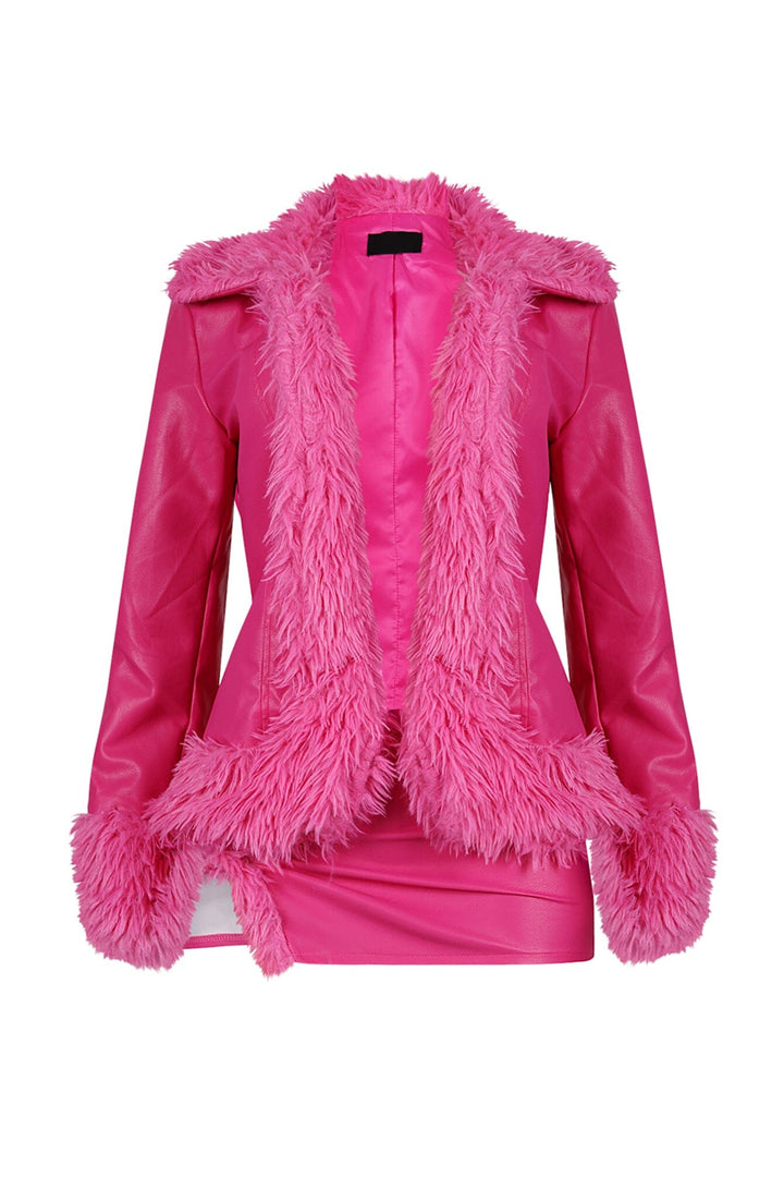 Melinda Faux Leather Jacket &amp; Skirt SET