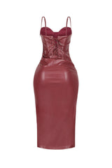 It’s Faux Leather Weather Midi Dress