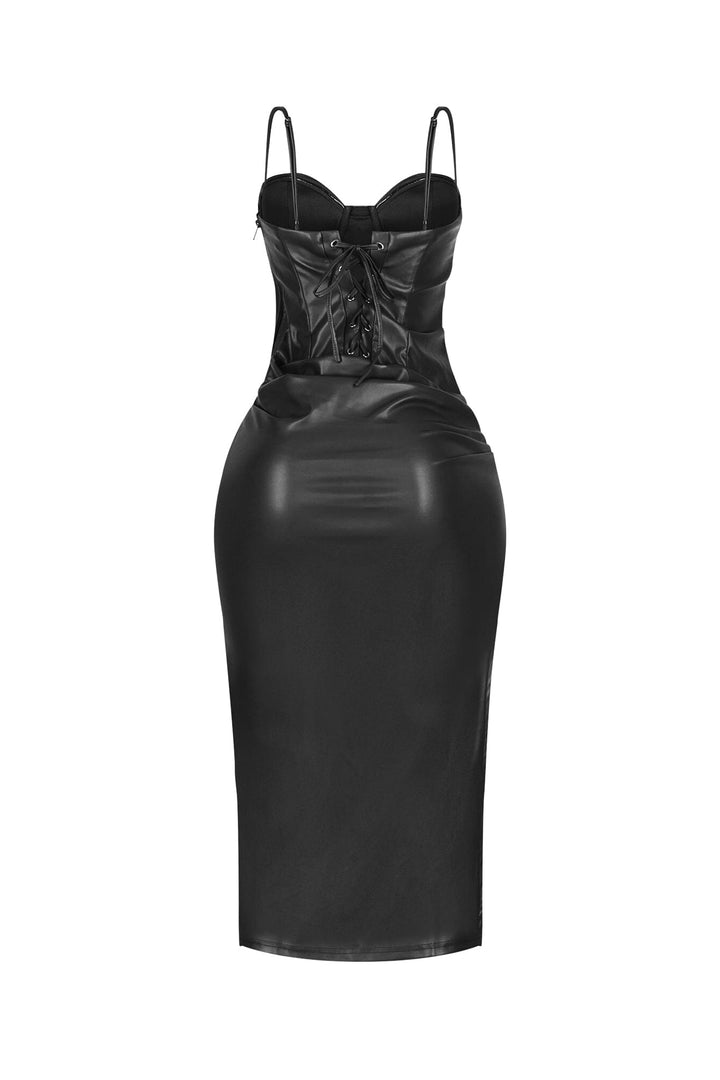 It’s Faux Leather Weather Midi Dress