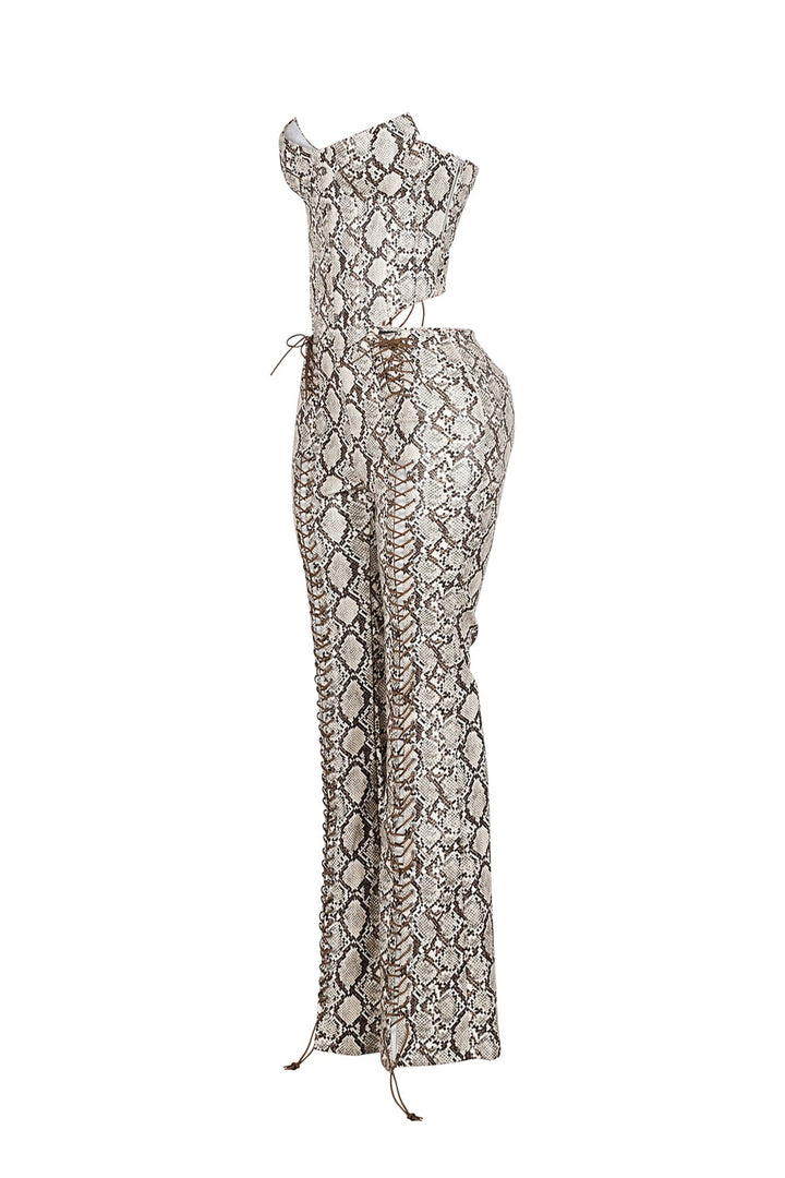 Santa Fe PU Corset Top &amp; Pants SET