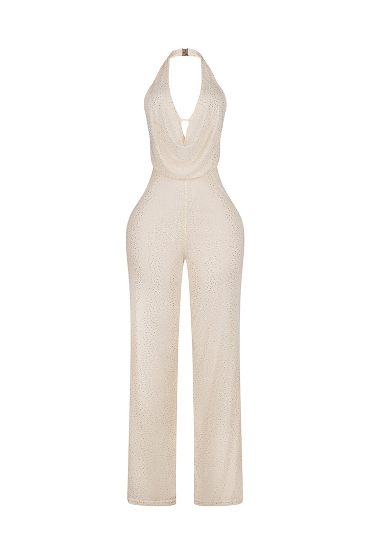 Novara Rhinestone Cowl Neck Jumpsuit