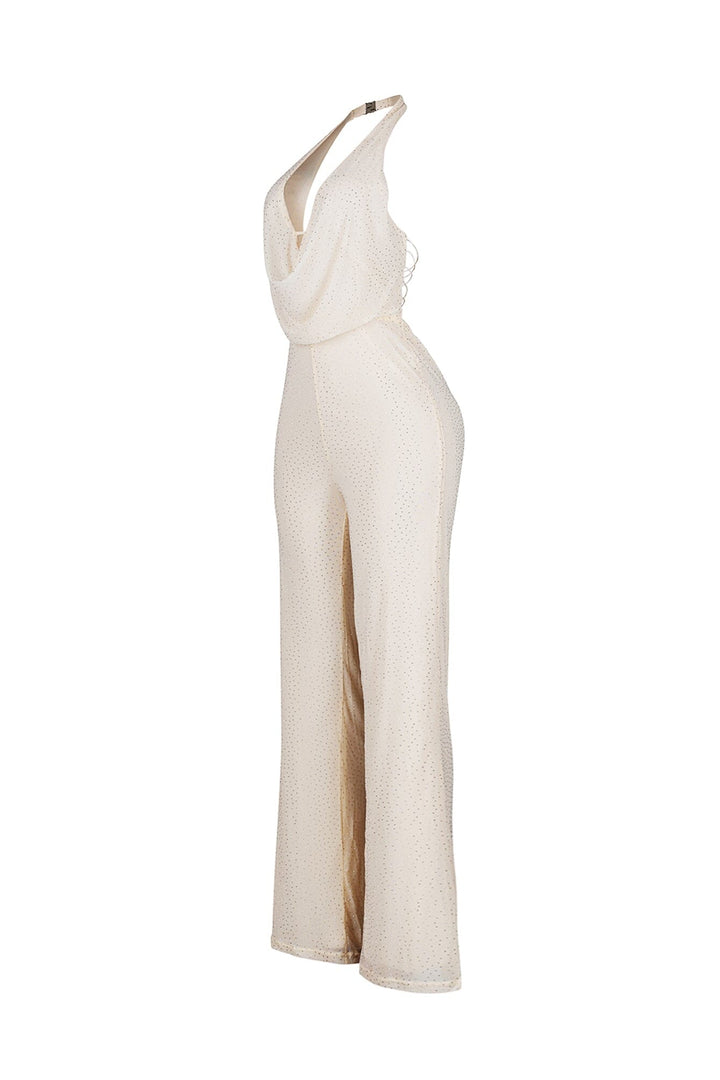 Novara Rhinestone Cowl Neck Jumpsuit