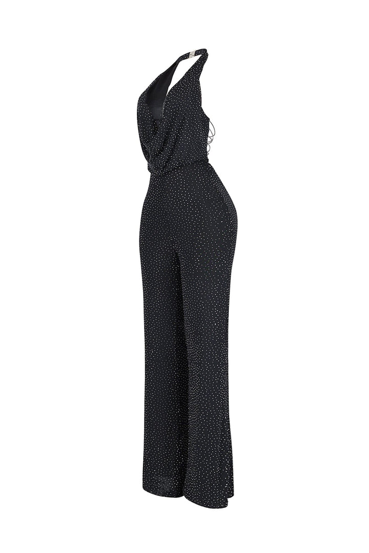 Novara Rhinestone Cowl Neck Jumpsuit