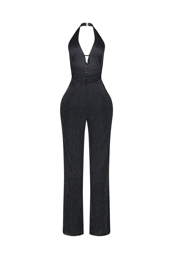 Novara Rhinestone Cowl Neck Jumpsuit