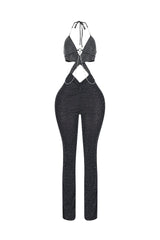 Stage Ready Rhinestone Halter Jumpsuit
