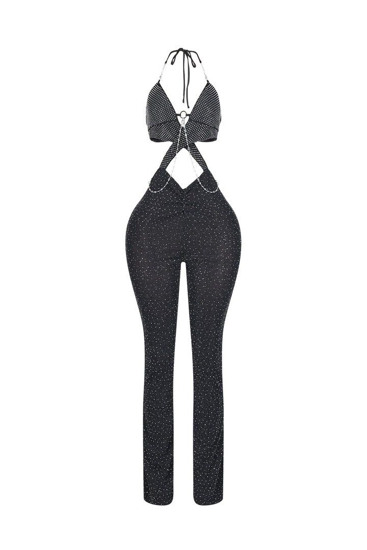 Stage Ready Rhinestone Halter Jumpsuit