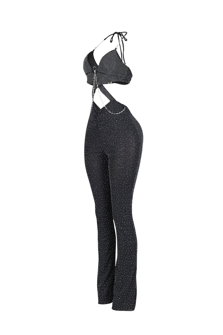 Stage Ready Rhinestone Halter Jumpsuit
