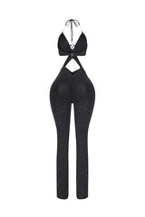 Stage Ready Rhinestone Halter Jumpsuit