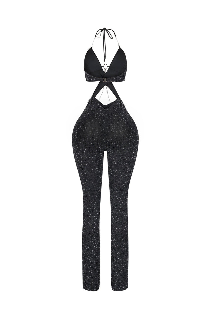Stage Ready Rhinestone Halter Jumpsuit