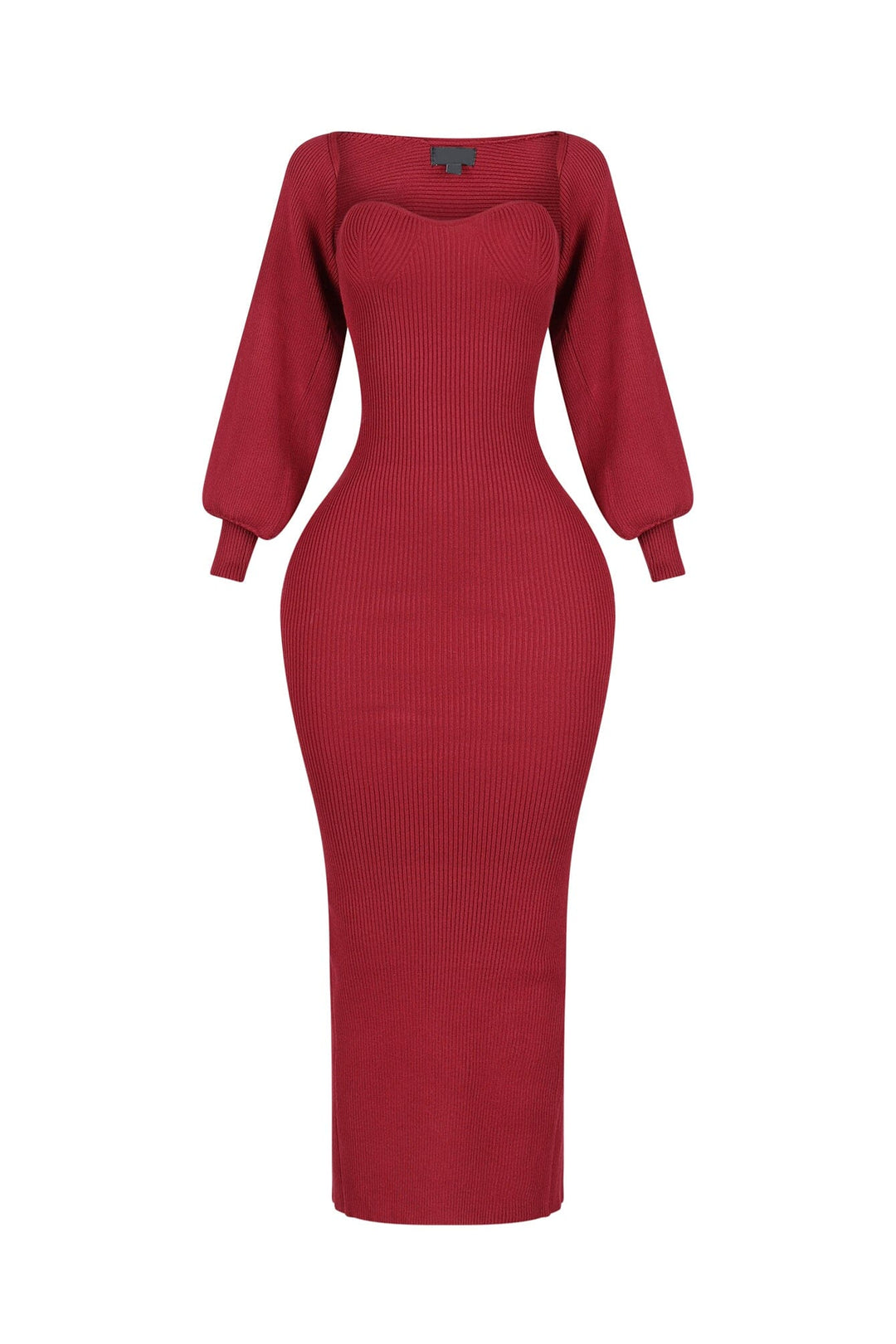 Heather Ribbed Knit Dress With Bolero SET