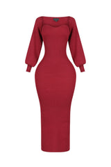 Heather Ribbed Knit Dress With Bolero SET