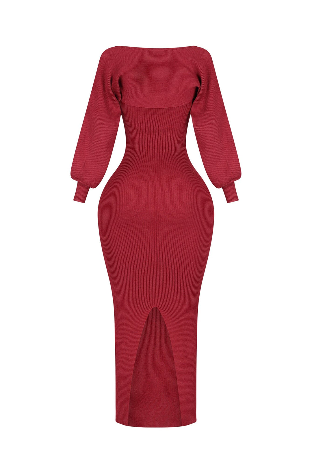 Heather Ribbed Knit Dress With Bolero SET
