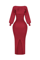 Heather Ribbed Knit Dress With Bolero SET