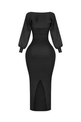 Heather Ribbed Knit Dress With Bolero SET