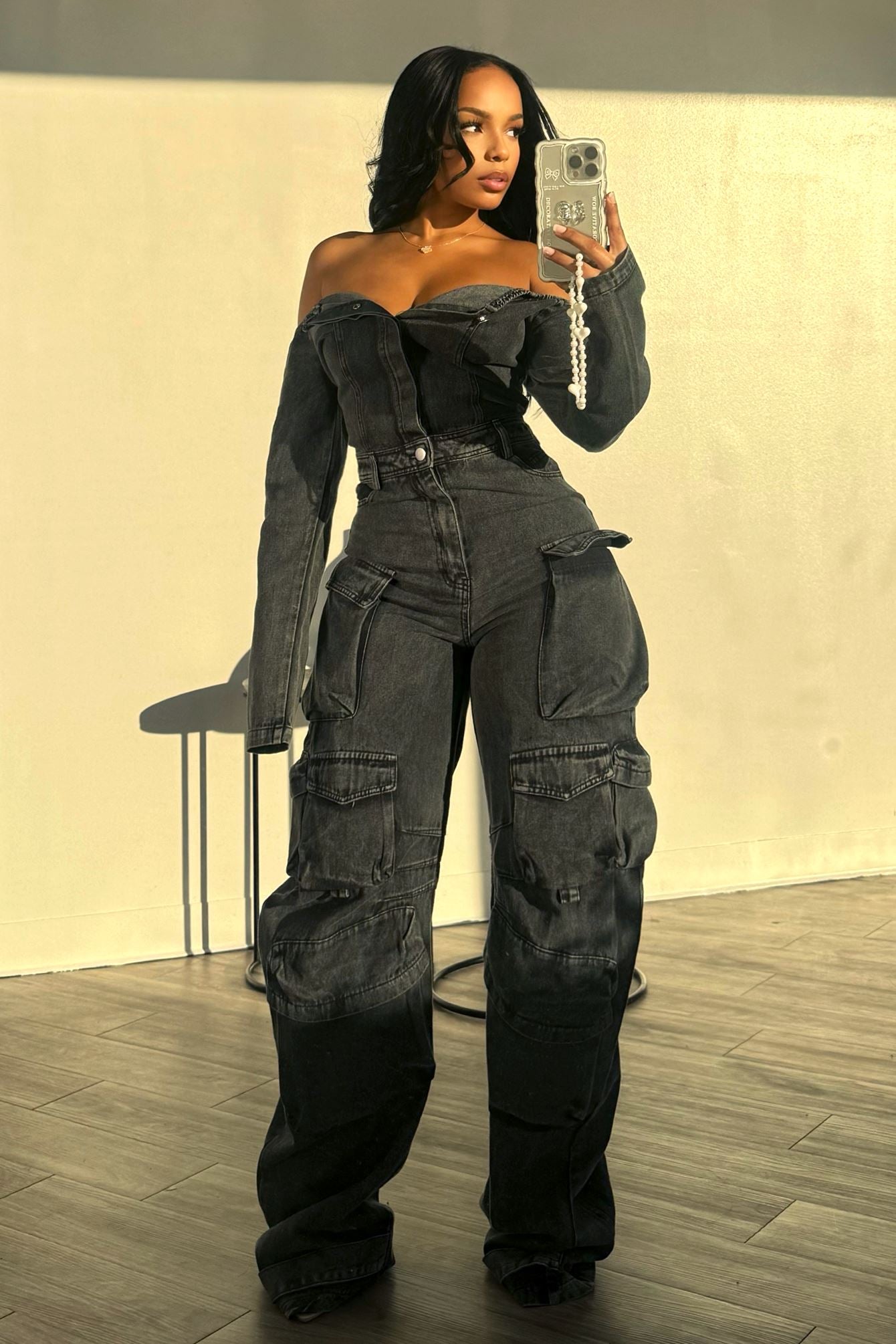 LET MY GUARD DOWN DENIM JUMPSUIT