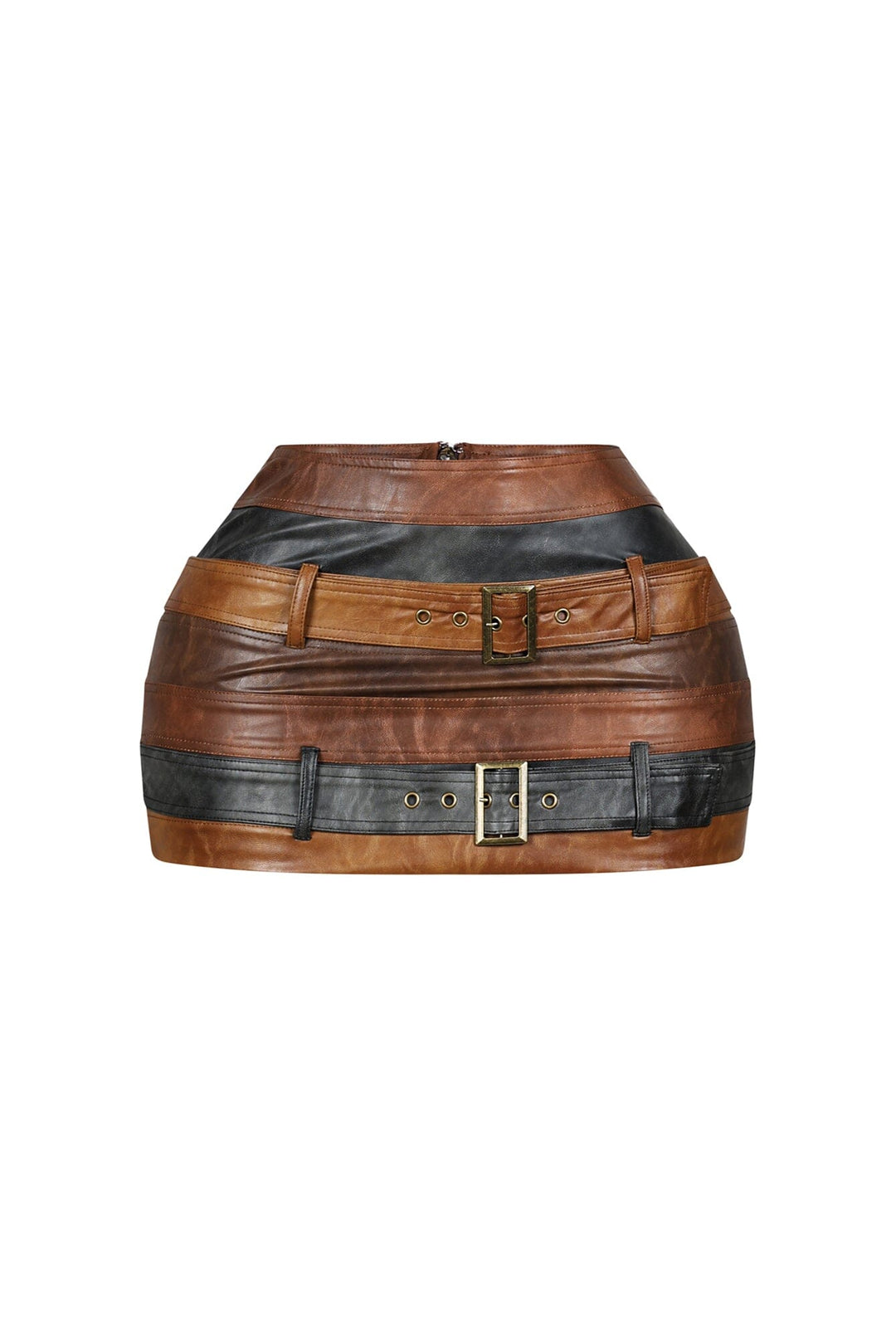 Savanna PU Color Block Mini Skirt