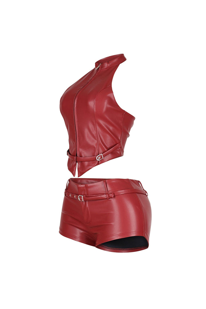 Rhea PU Halter Top &amp; Shorts SET